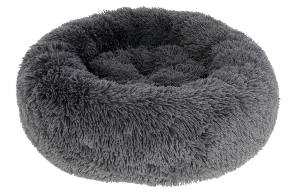 Hundebett Kuschelbett Fluffy, Grau, Produkt allein auf weißem Hintergrund.