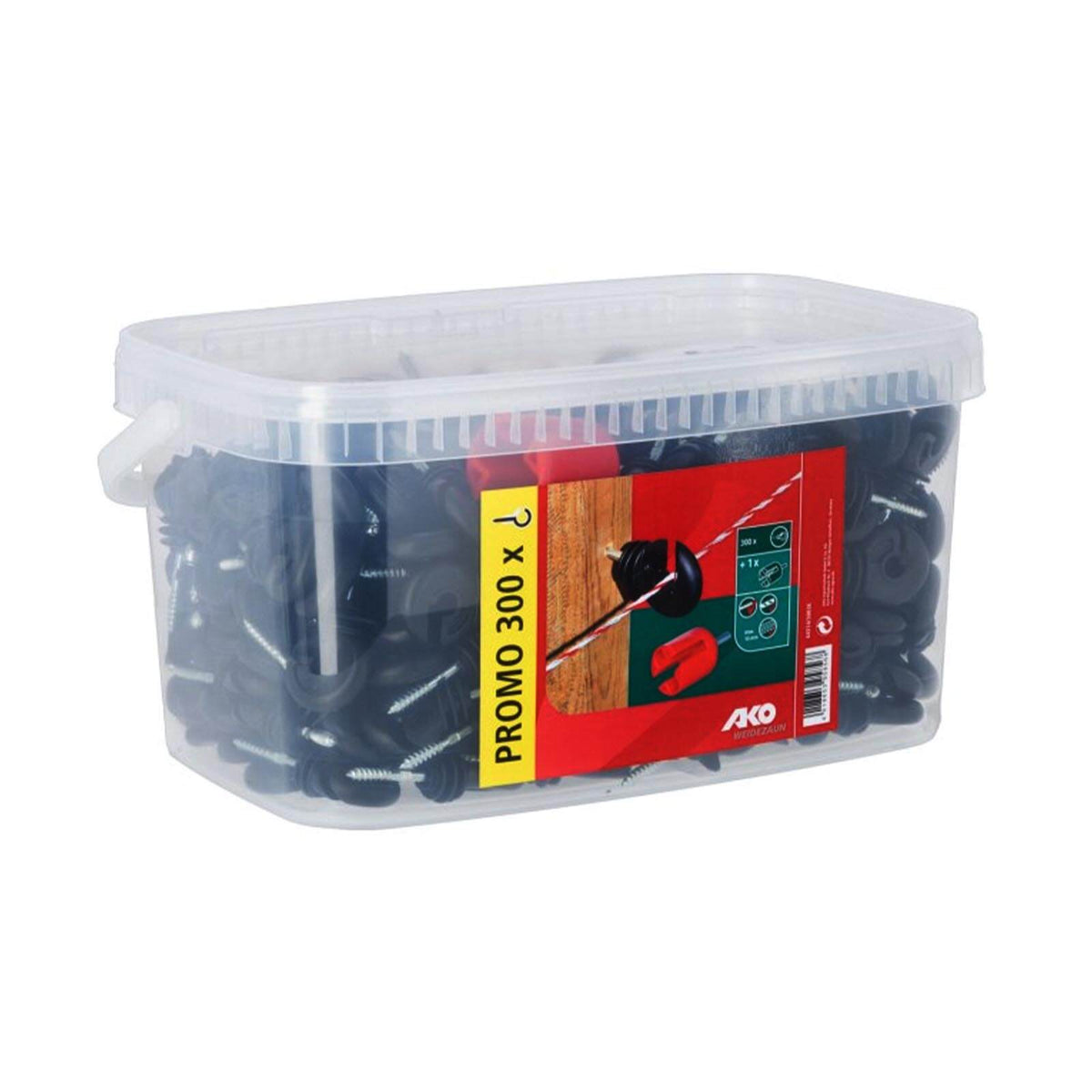 AKO Ringisolator mit durchgehender Stütze, 300 Stück, Produkt allein in einer transparenten Box.