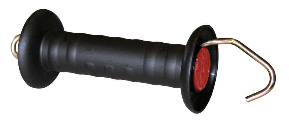 KERBL Torgriff mit Haken, Schwarz, Produkt allein auf weißem Hintergrund.