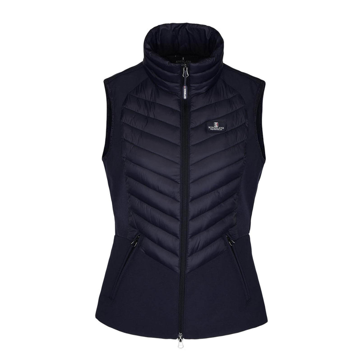 Weste Damen Classic Hybrid Softshell Reitweste, Navy, Produkt allein auf weißem Hintergrund.