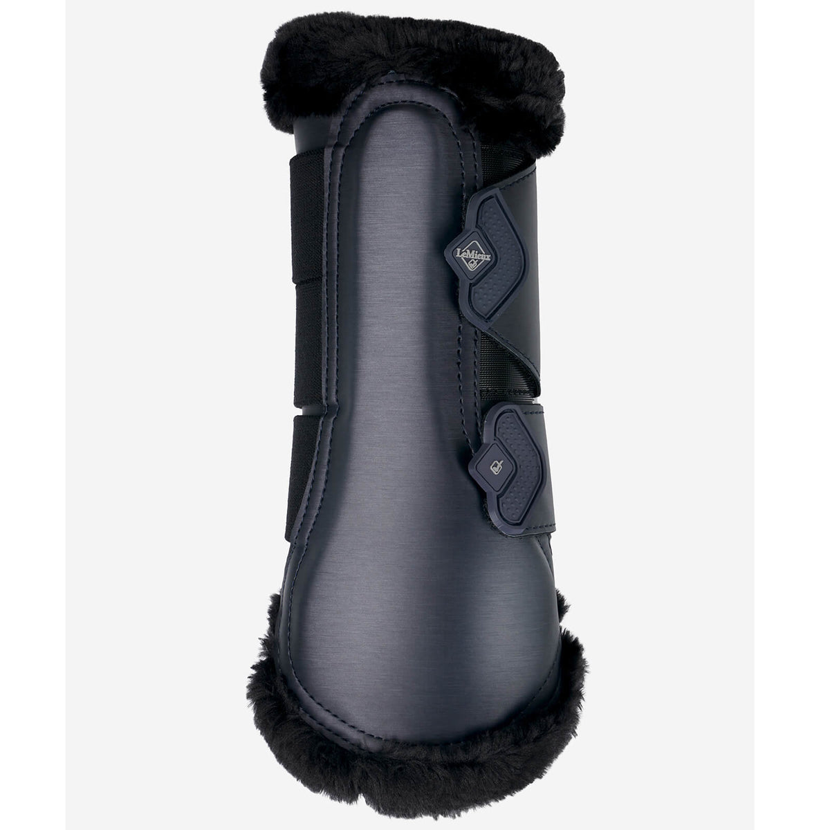 LeMieux Gamaschen Fleece Edged Mesh Brushing Boots Twillight, Navy, Produkt allein auf weißem Hintergrund.