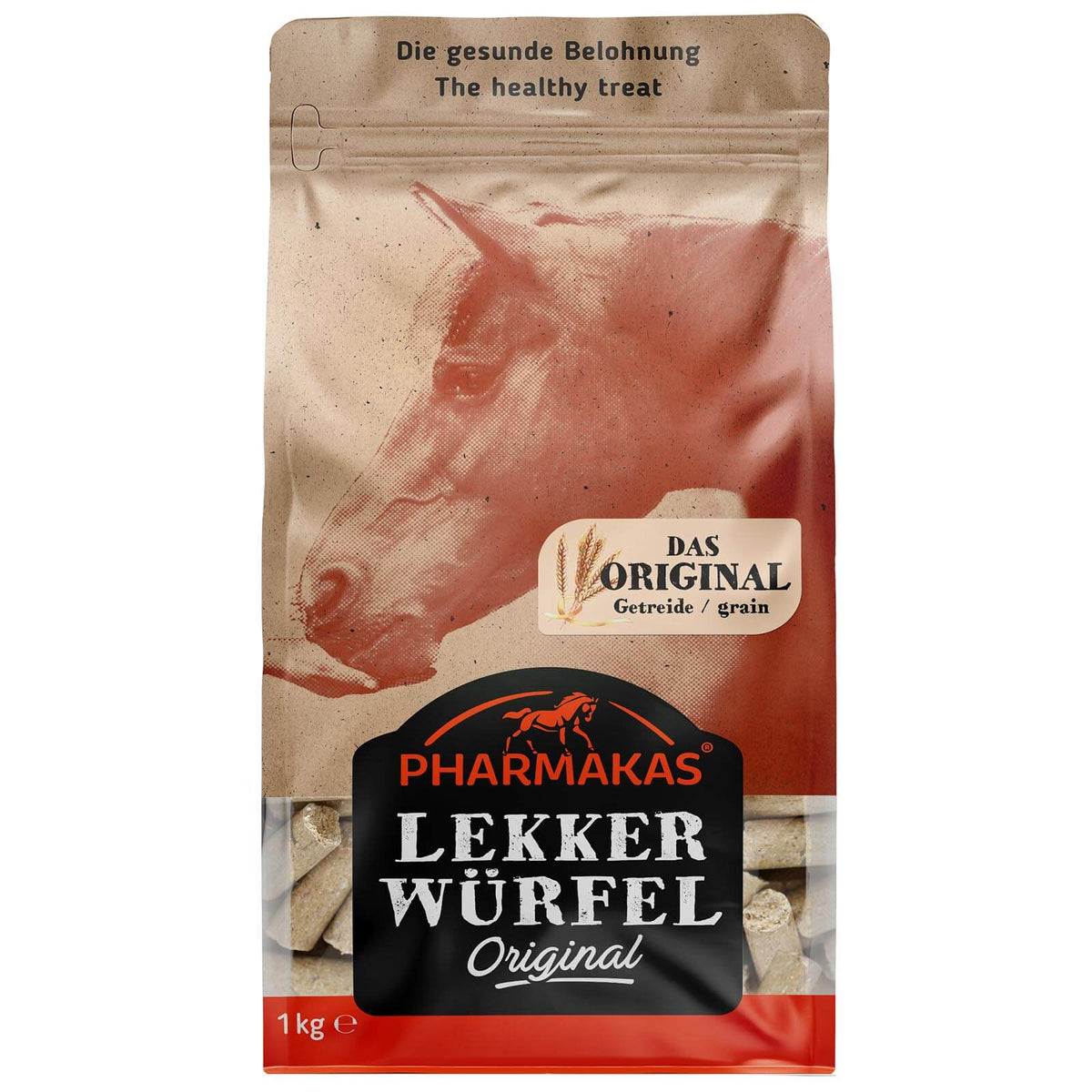Pharmakas Horse Fitform Leckerlies Lekkerwürfel Original, 1 kg, Produkt allein auf weißem Hintergrund.