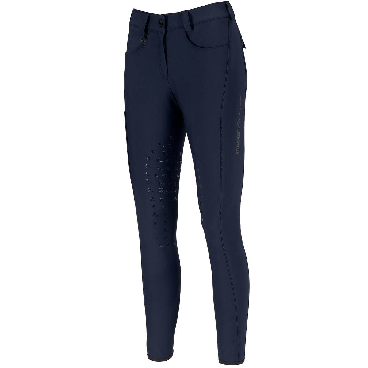 Pikeur Reithose Damen Romy SD Basic Kniebesatz Damenreithose, Nightblue, Produkt allein auf weißem Hintergrund.