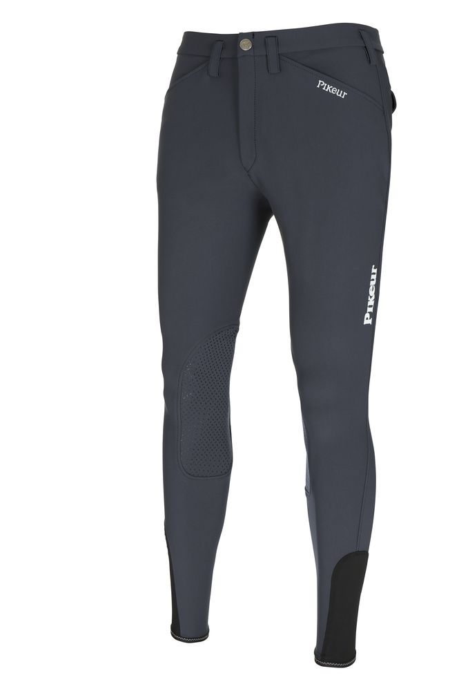 Reithose Herren Knee-Grip Mc Crown Rodrigo Classic, Dark Shadow, Produkt allein auf weißem Hintergrund.