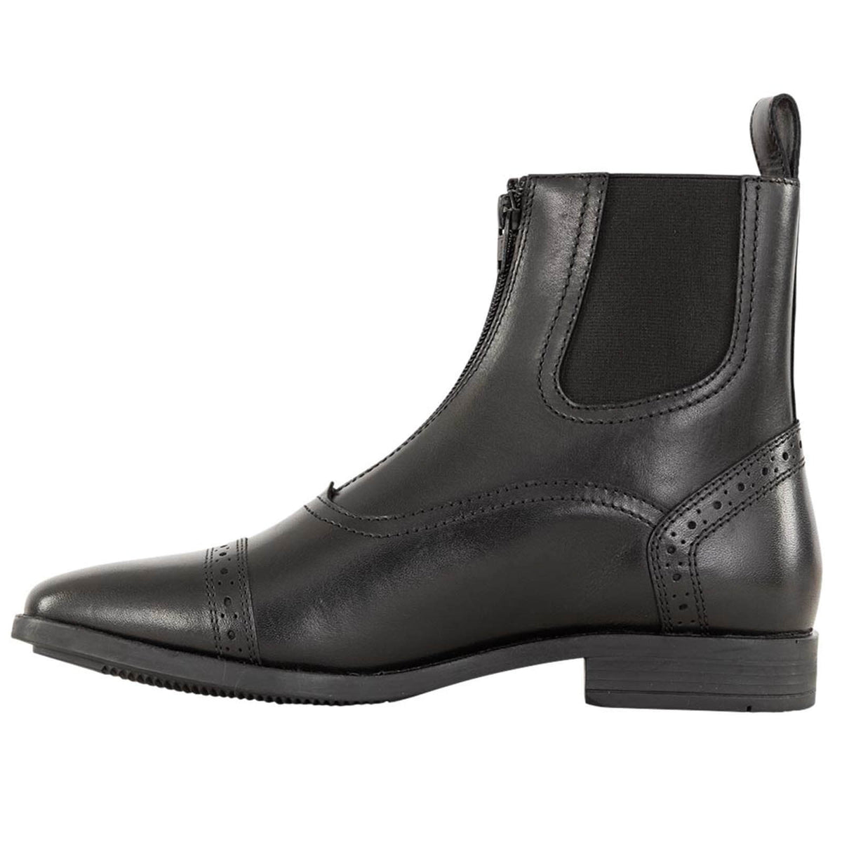 Premiere Jodhpur-Stiefelette Pasadena, Schwarz, Seitenansicht eines einzelnen Stiefels.