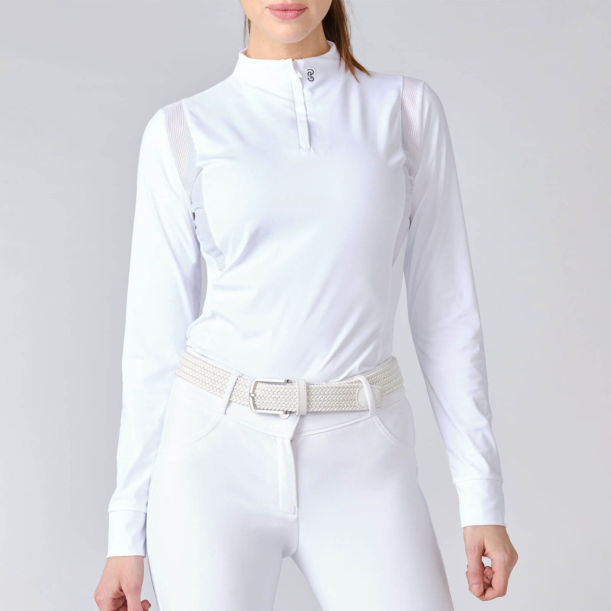 PS of Sweden Turniershirt Damen Madison Langarmshirt, Weiß, Person trägt das Shirt.