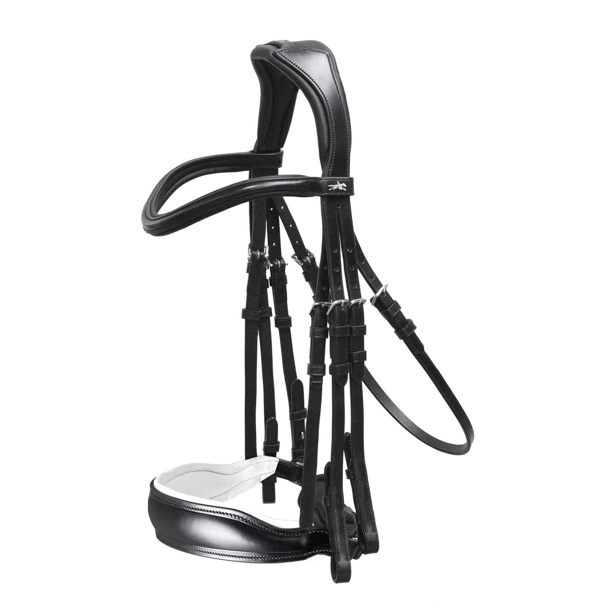 Schockemöhle Sports Kandare Milan Kandarenzaum, Black/White, Produkt allein auf weißem Hintergrund.