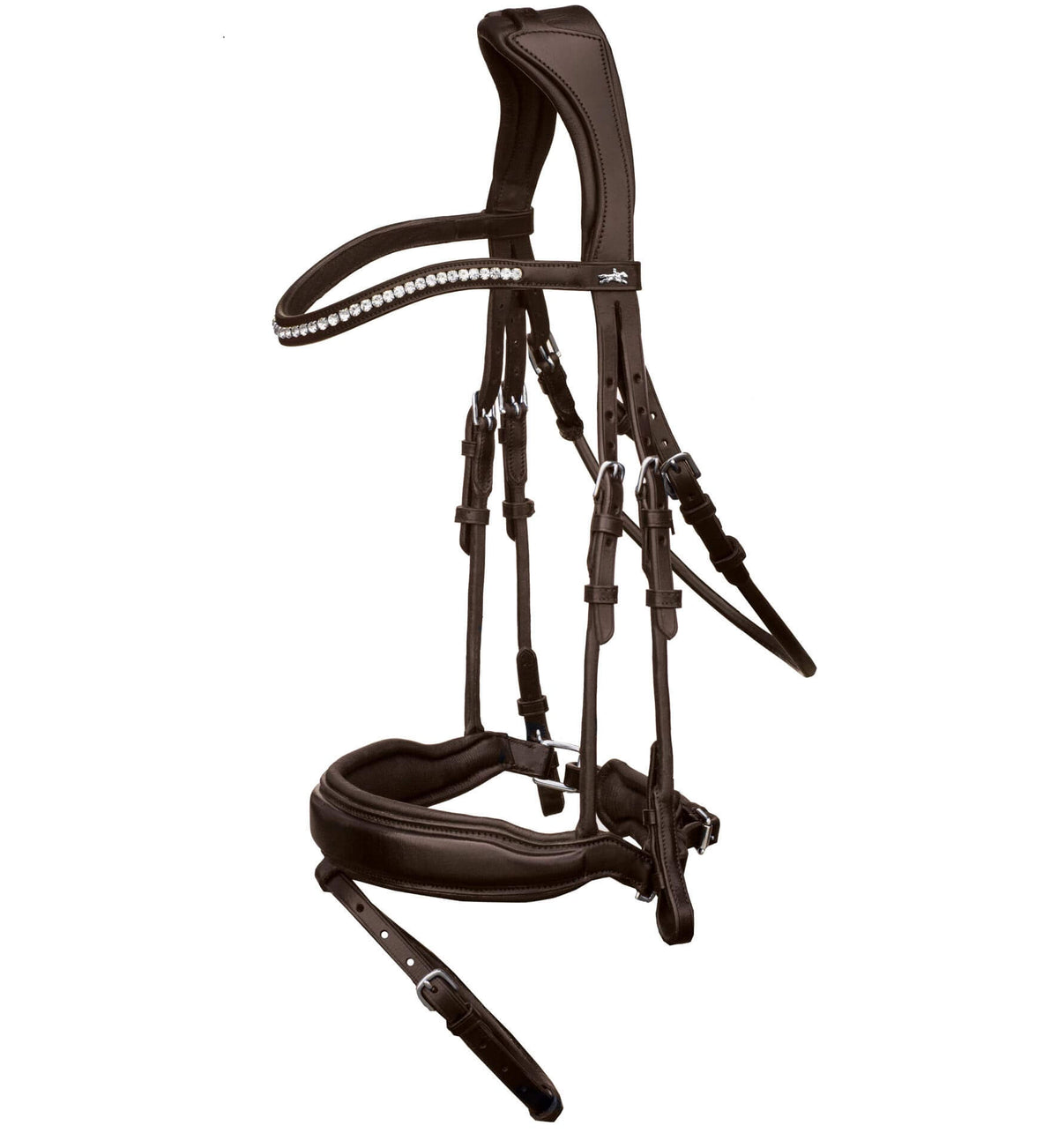 Anatomische Trense Malibu Trensenzaum, Espresso/Silver, Produkt allein auf weißem Hintergrund.