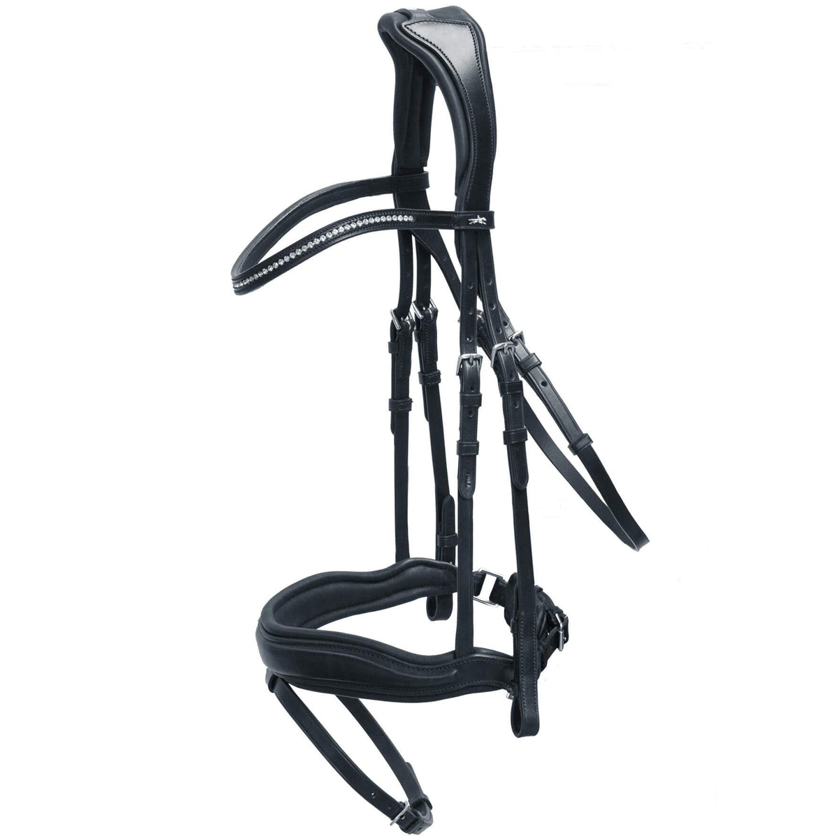 Anatomische Trense Stanford Trensenzaum, Black/Silver, Produkt allein auf weißem Hintergrund.