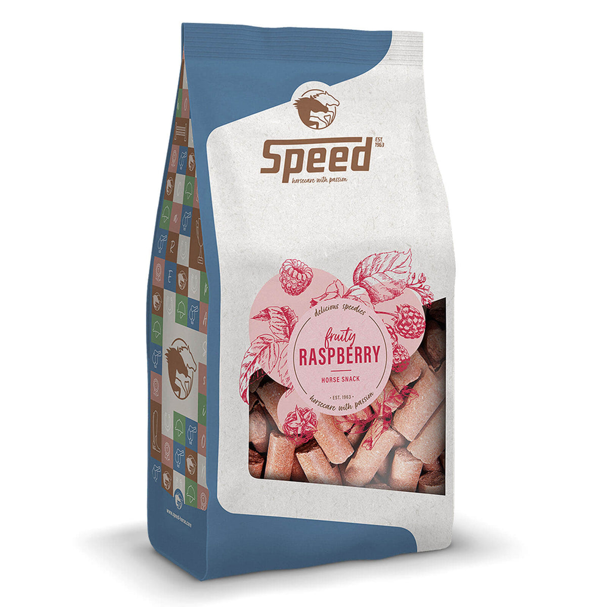 Speed Leckerlies Delicious Speedies Raspberry, 1 kg, Produktbeutel mit Sichtfenster.