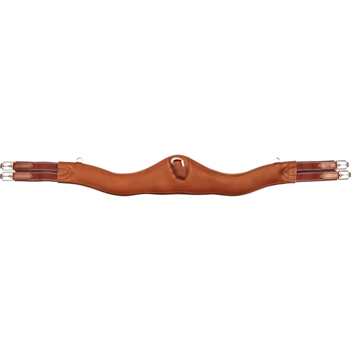 Ledersattelgurt Contour mit beidseitigem Elastikzug, Tobacco, Produkt allein auf weißem Hintergrund.