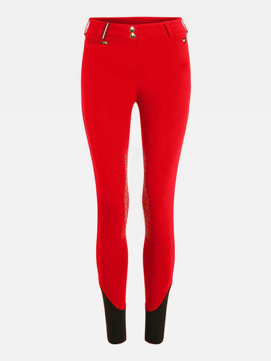 Tommy Hilfiger Equestrian Reithose Kneegrip Style, Primary Red, Produkt allein auf weißem Hintergrund.