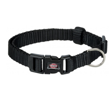Trixie Premium Halsband, Schwarz, Halsband allein auf weißem Hintergrund.