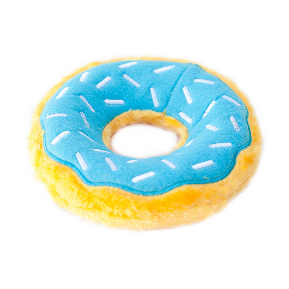 ZippyPaws Hundespielzeug Donutz, Blau, Produkt allein auf weißem Hintergrund.