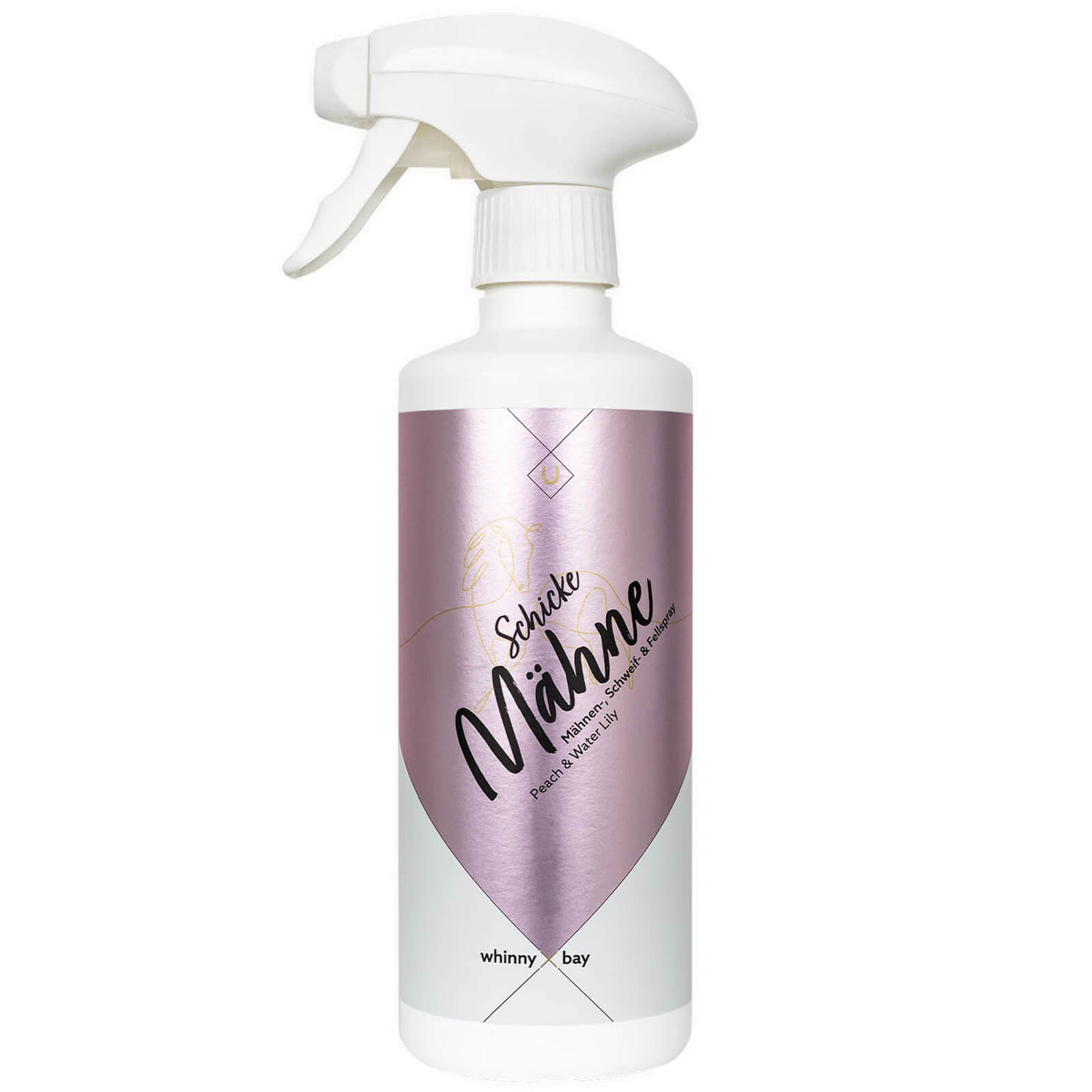 whinny X bay Mähnenspray Schicke Mähne Peach & Water Lily Glanzspray Schweifspray, 500 ml, Produkt allein.