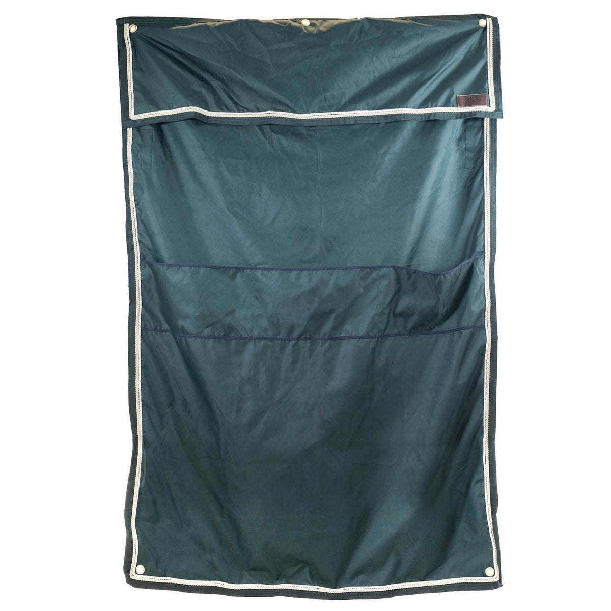 Boxenwandvorhang Classic mit Taschen, Dunkelgrün, Produkt allein auf weißem Hintergrund.