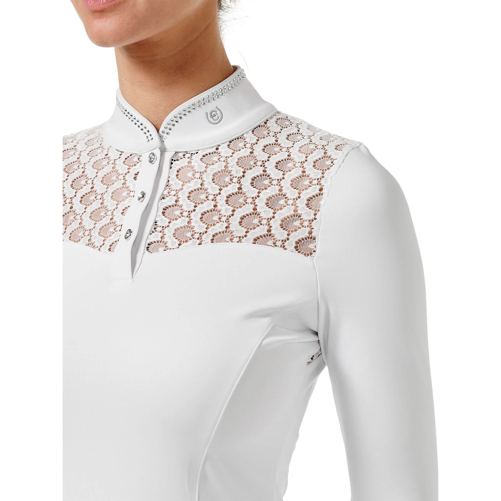Turniershirt langarm Crystal Champion Top Long Sleeve White
