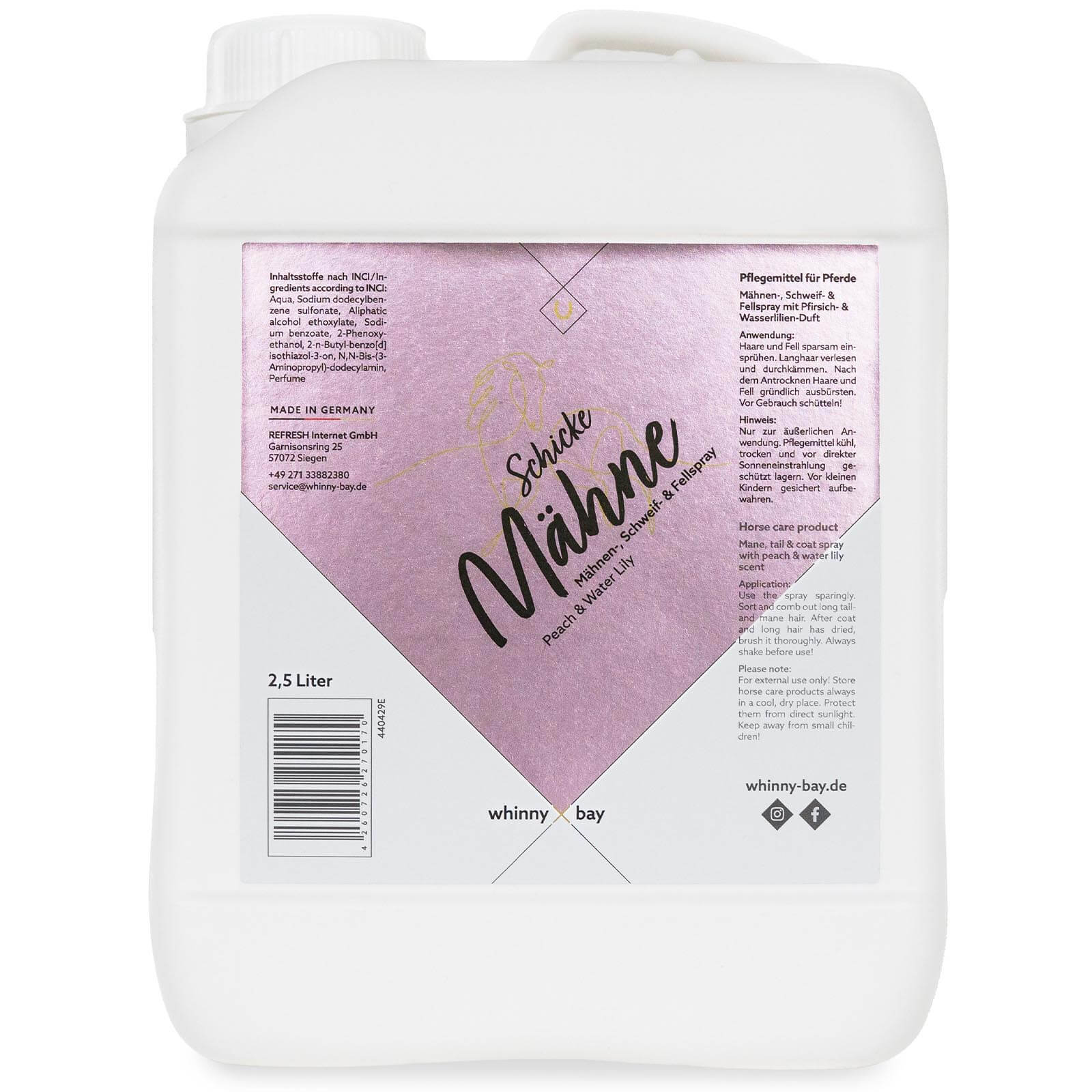 Mähnenspray Schicke Mähne Peach & Water Lily Glanzspray Schweifspray