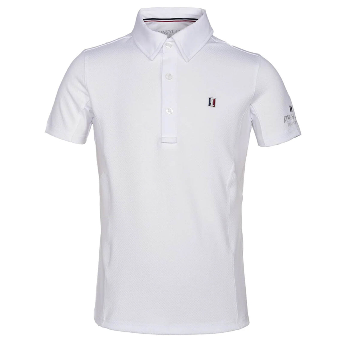 Kingsland Turniershirt Kinder Classic Boys SS Show Shirt, White, Produkt allein auf weißem Hintergrund.