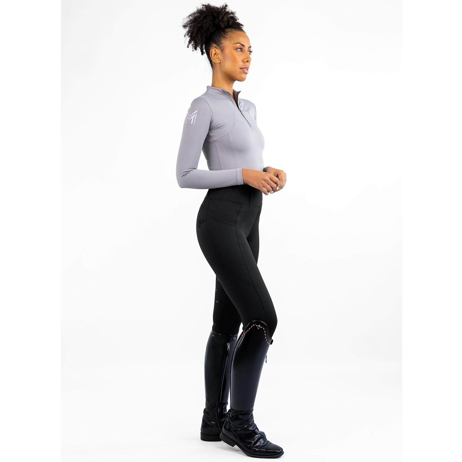 Reitleggings Damen Full-Grip Studio Damenreitleggings