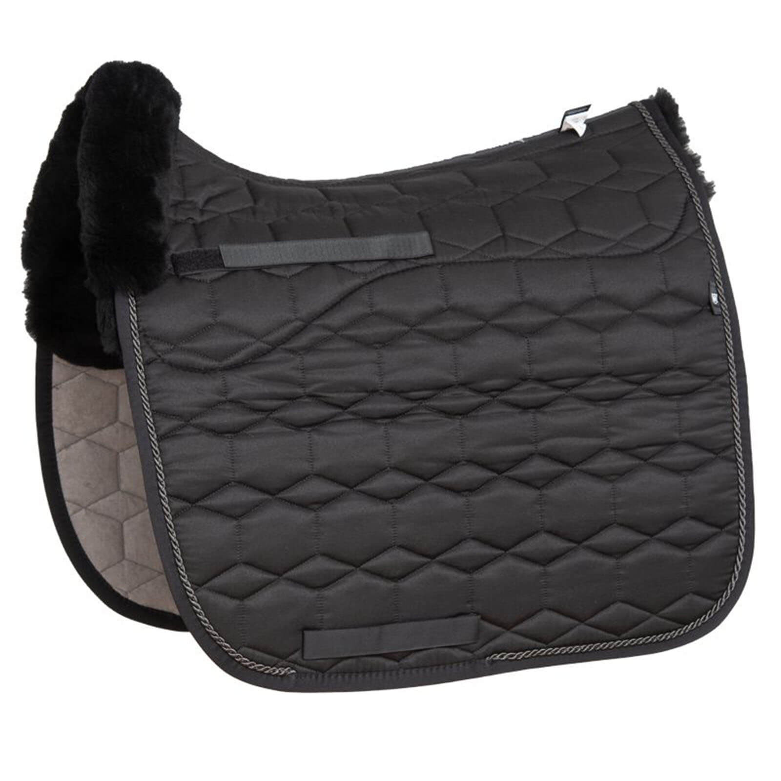 Mattes Schabracke Dressur Konfiguration Glanz Lammfell schwarz Dressurschabracke, Black, Produkt allein.