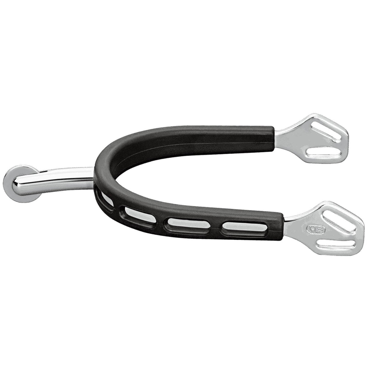 Sporen Ultra Fit Extra Grip 40 mm abgerundet mit kleinem Ballrad, Schwarz, Produkt allein auf weißem Hintergrund.