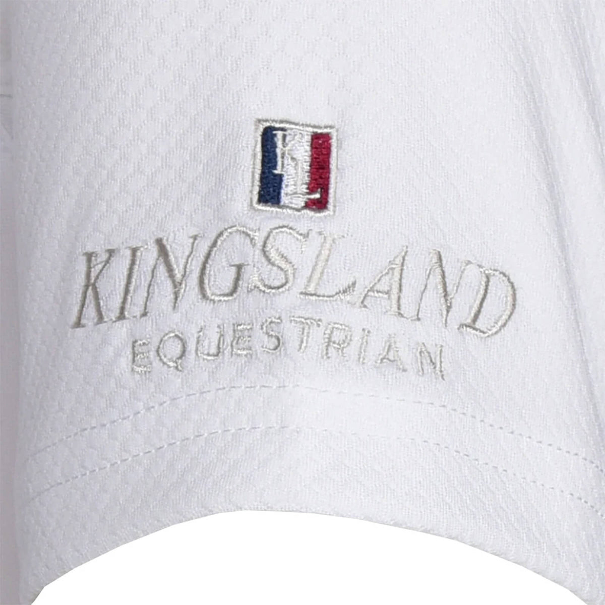 Kingsland Turniershirt Kinder Classic Boys SS Show Shirt, Weiß, Detailaufnahme des Logos.