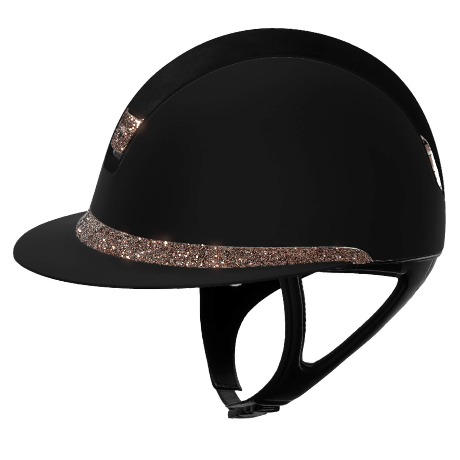 Reithelm Miss Shield 2.0 Black SM Top Alcantara/ Blason Crystal Fabric Rose Gold Trim Matt Black