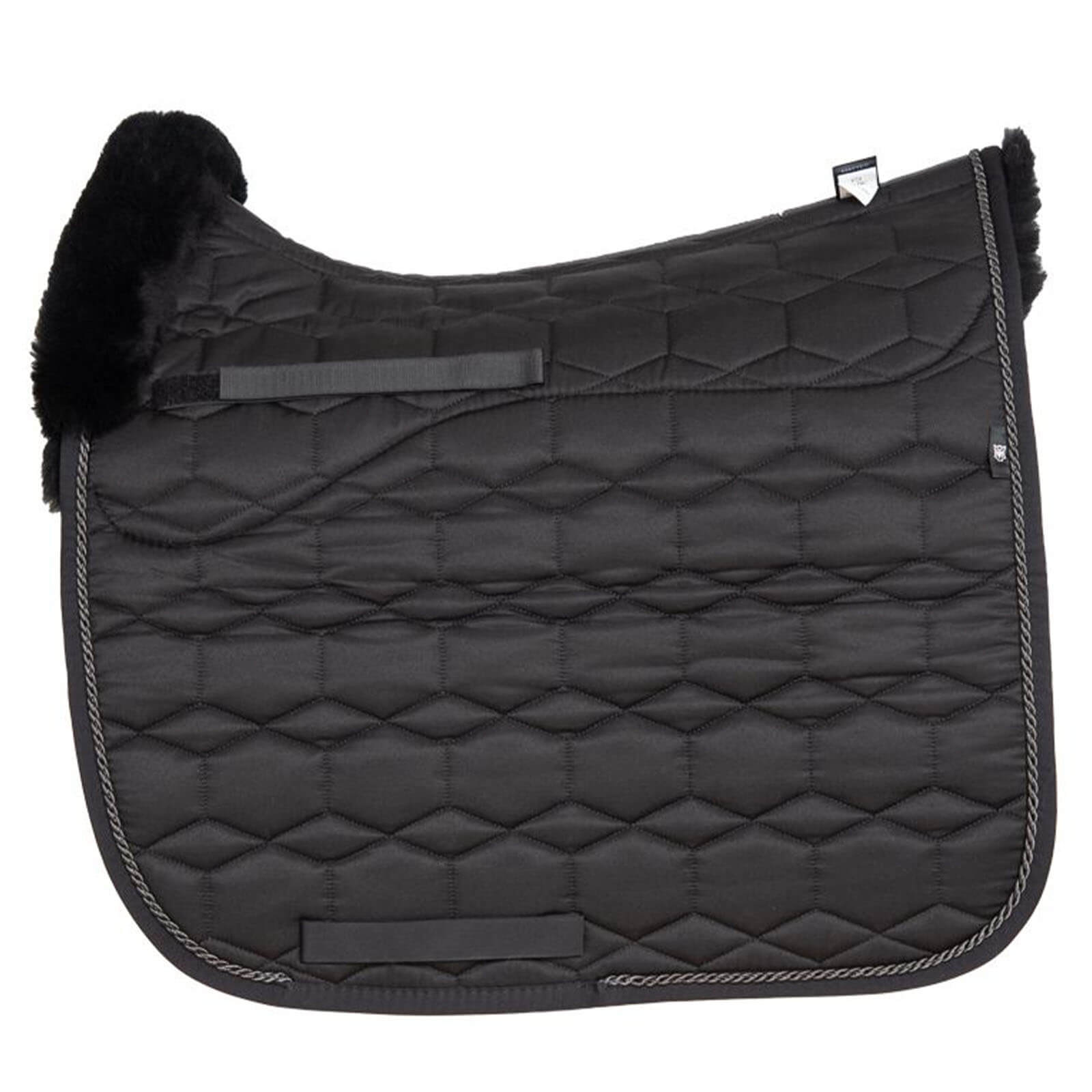 Mattes Schabracke Dressur Konfiguration Glanz Lammfell schwarz Dressurschabracke, Produkt allein.
