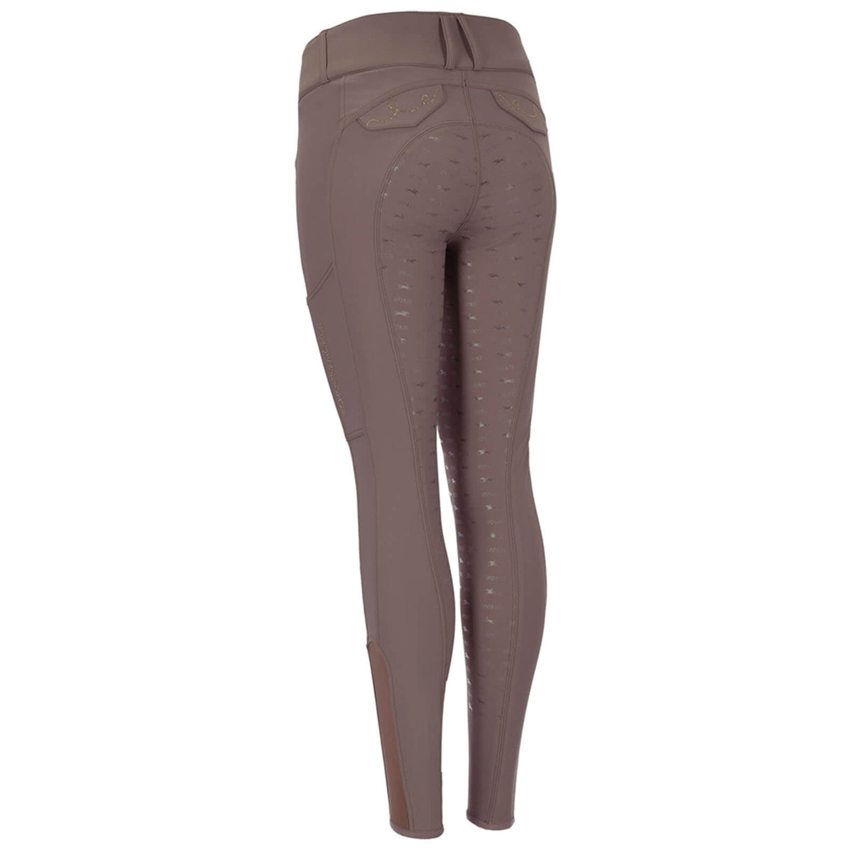 Reithose Damen Full-Grip Noelle FS Vollbesatzreithose, Braun, Produkt allein auf weißem Hintergrund.