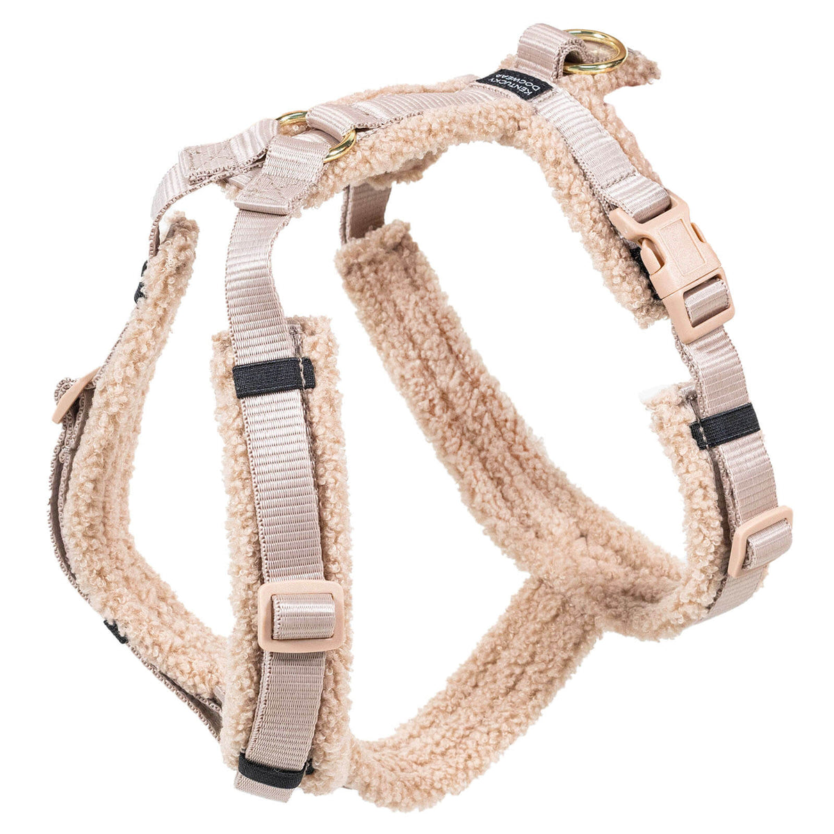Geschirr Aktiv Teddy Fleece Hundegeschirr, Beige, Produkt allein auf weißem Hintergrund.