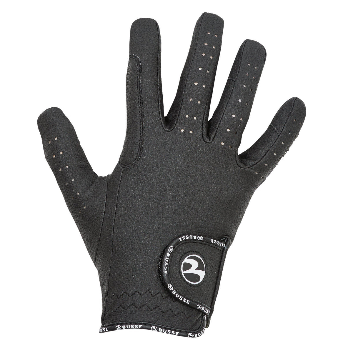 BUSSE Reithandschuhe Unisex Casual GP Ganzjahreshandschuh, Schwarz, einzelner Handschuh auf weißem Hintergrund.