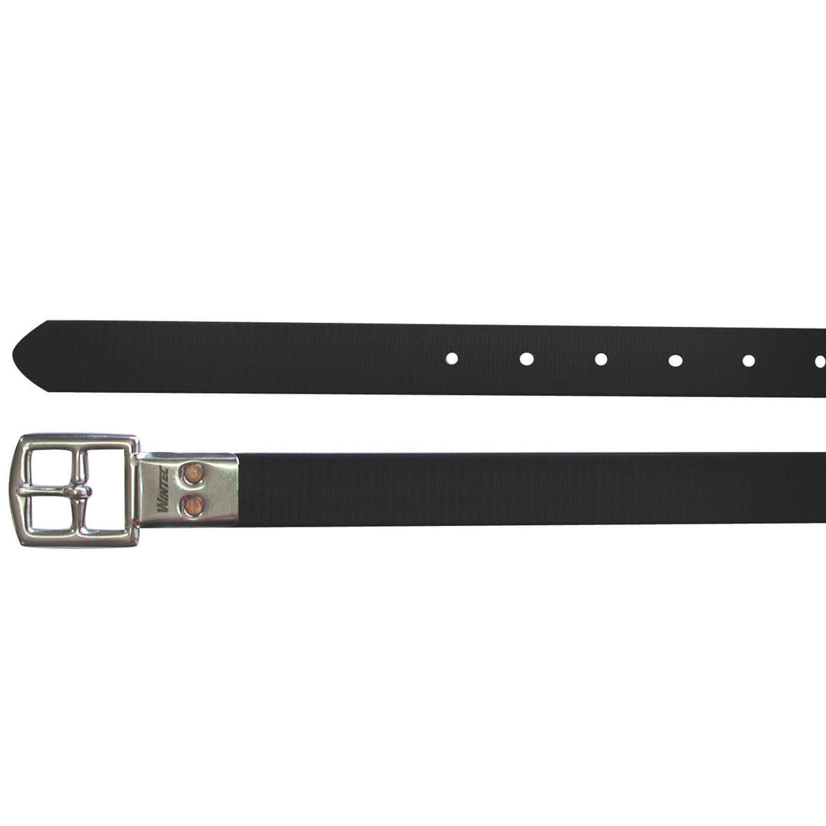 Wintec Steigbügelriemen Slimline Lederriemen, Schwarz, Produkt und Detailaufnahme auf weißem Hintergrund.