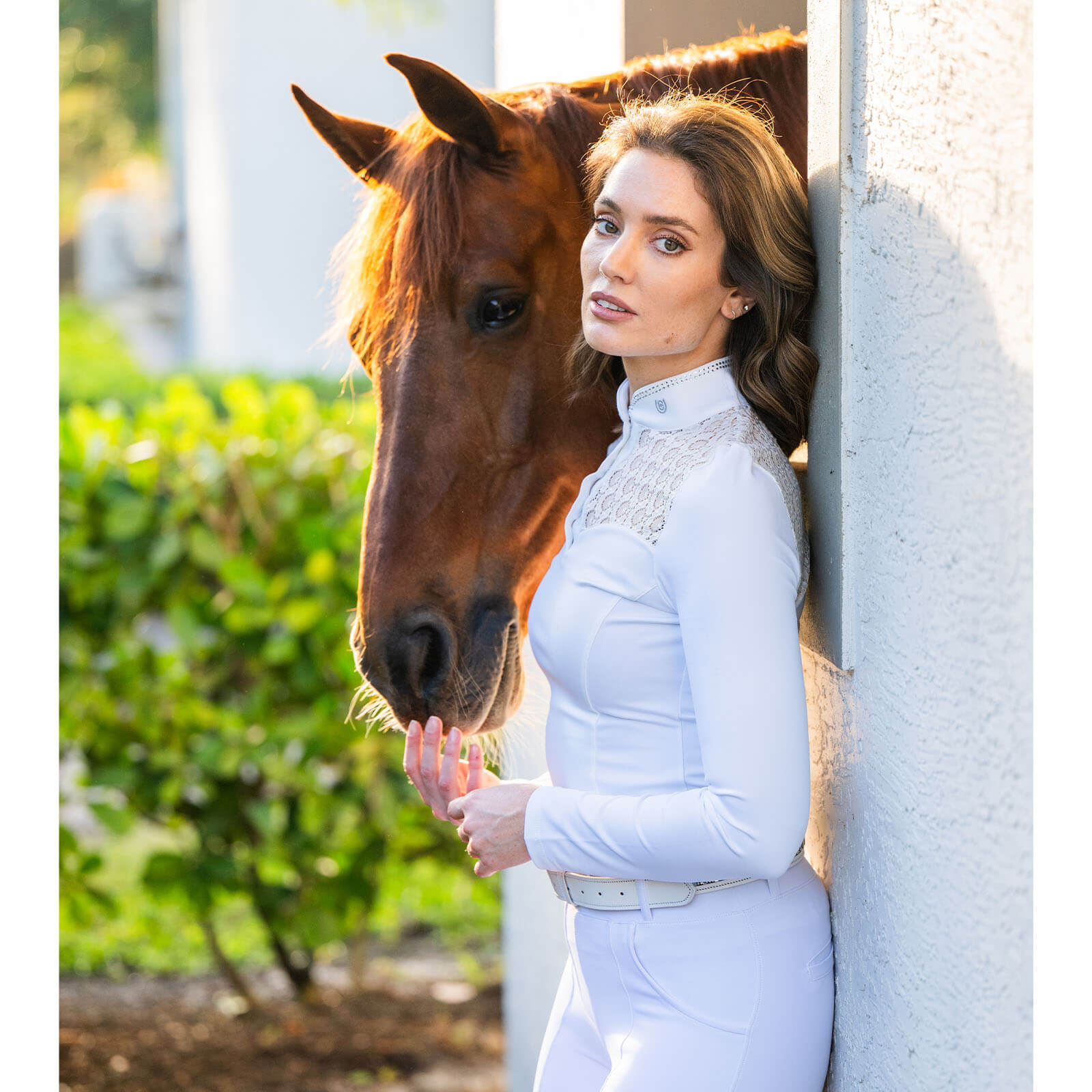 Turniershirt langarm Crystal Champion Top Long Sleeve White