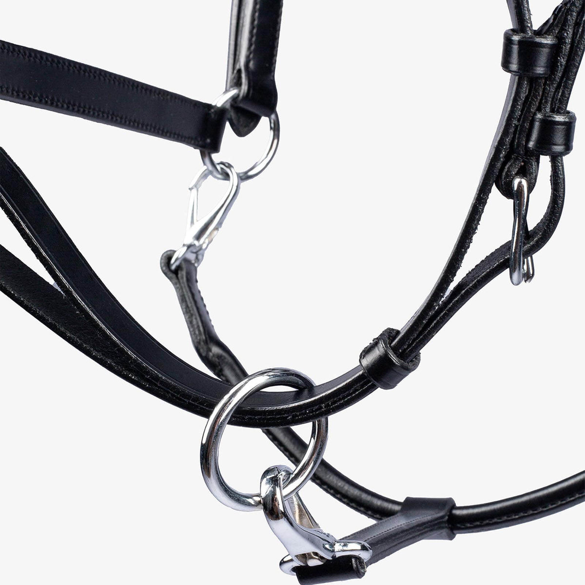 Halfter Leather Lederhalfter, Schwarz, Detailaufnahme des Halsters auf weißem Hintergrund.