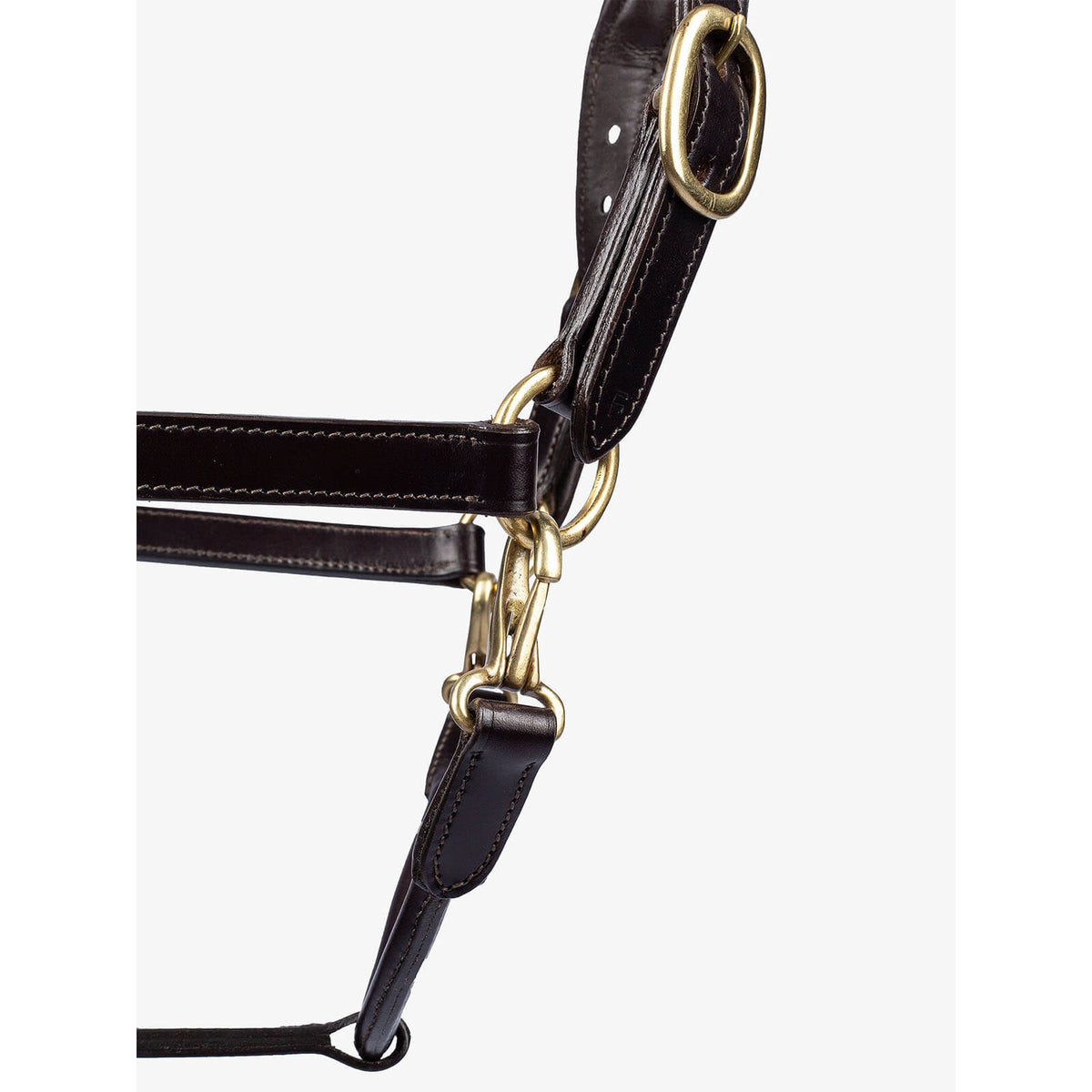 PS of Sweden Halfter Leather Lederhalfter, Braun, Detailaufnahme der Beschläge.