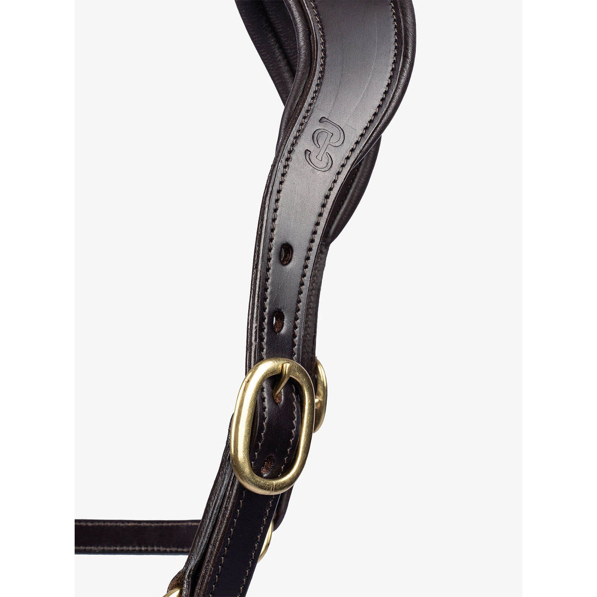 Halfter Leather Lederhalfter, Braun, Detailaufnahme des Halfterriemens mit Schnalle.