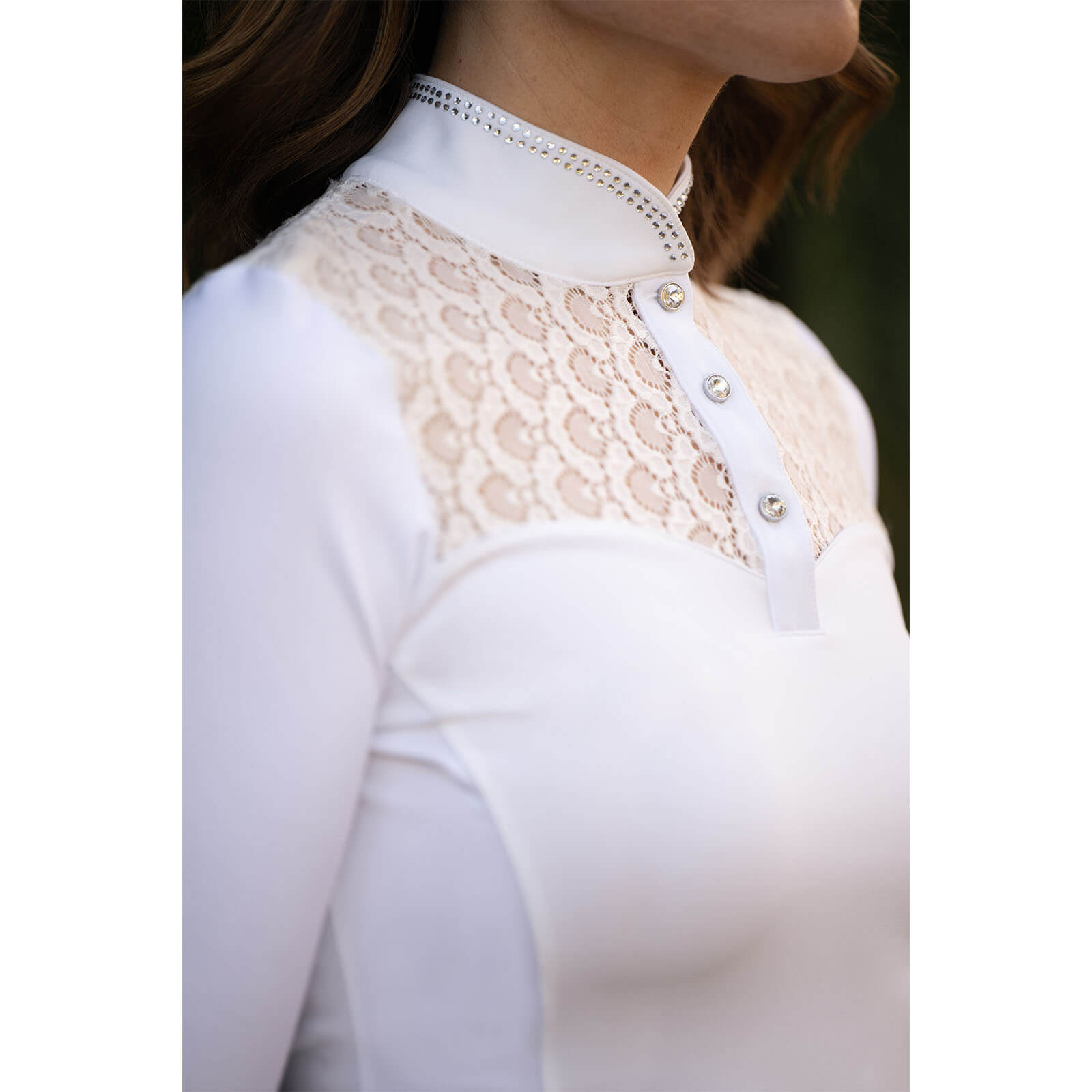 Turniershirt langarm Crystal Champion Top Long Sleeve White