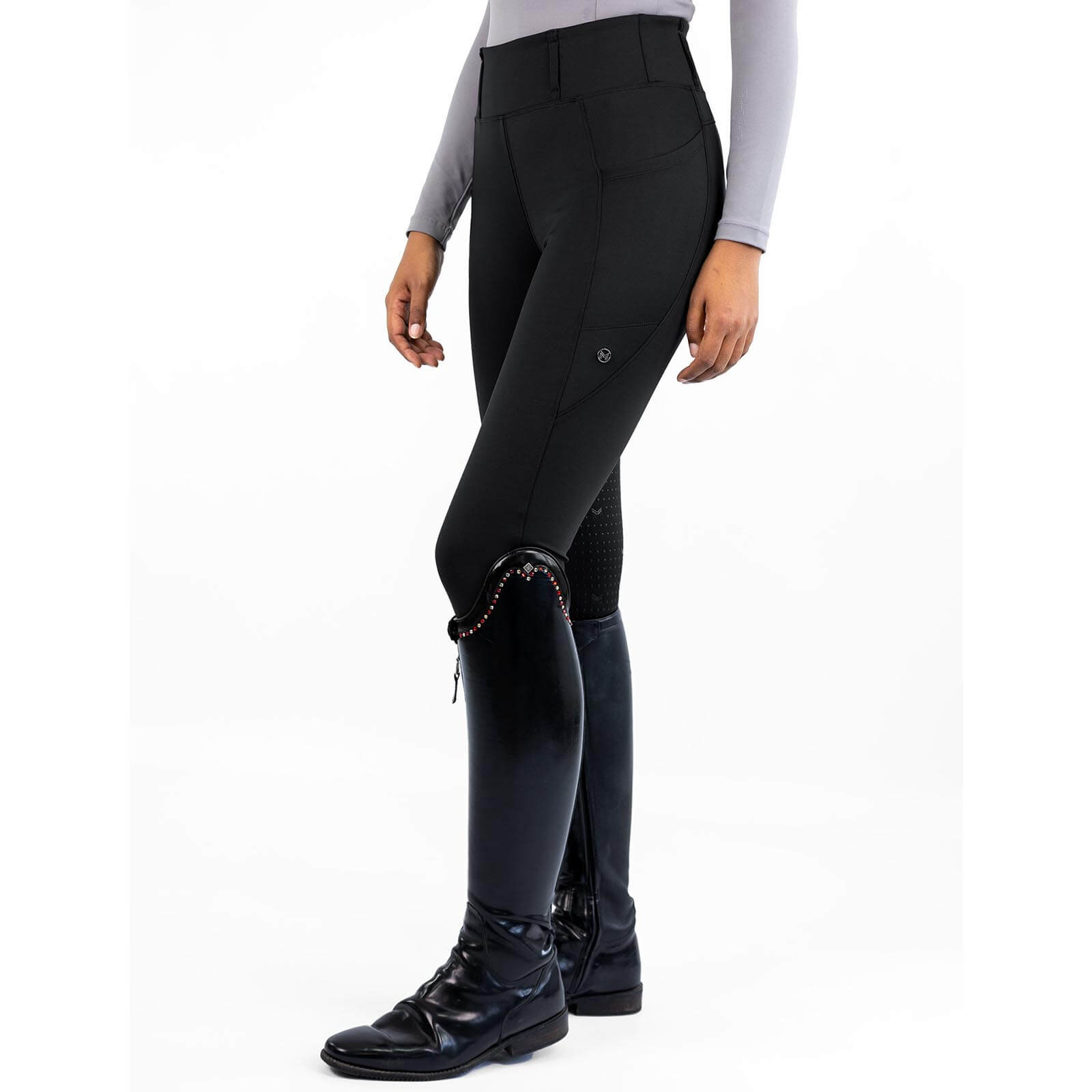 Reitleggings Damen Full-Grip Studio Damenreitleggings