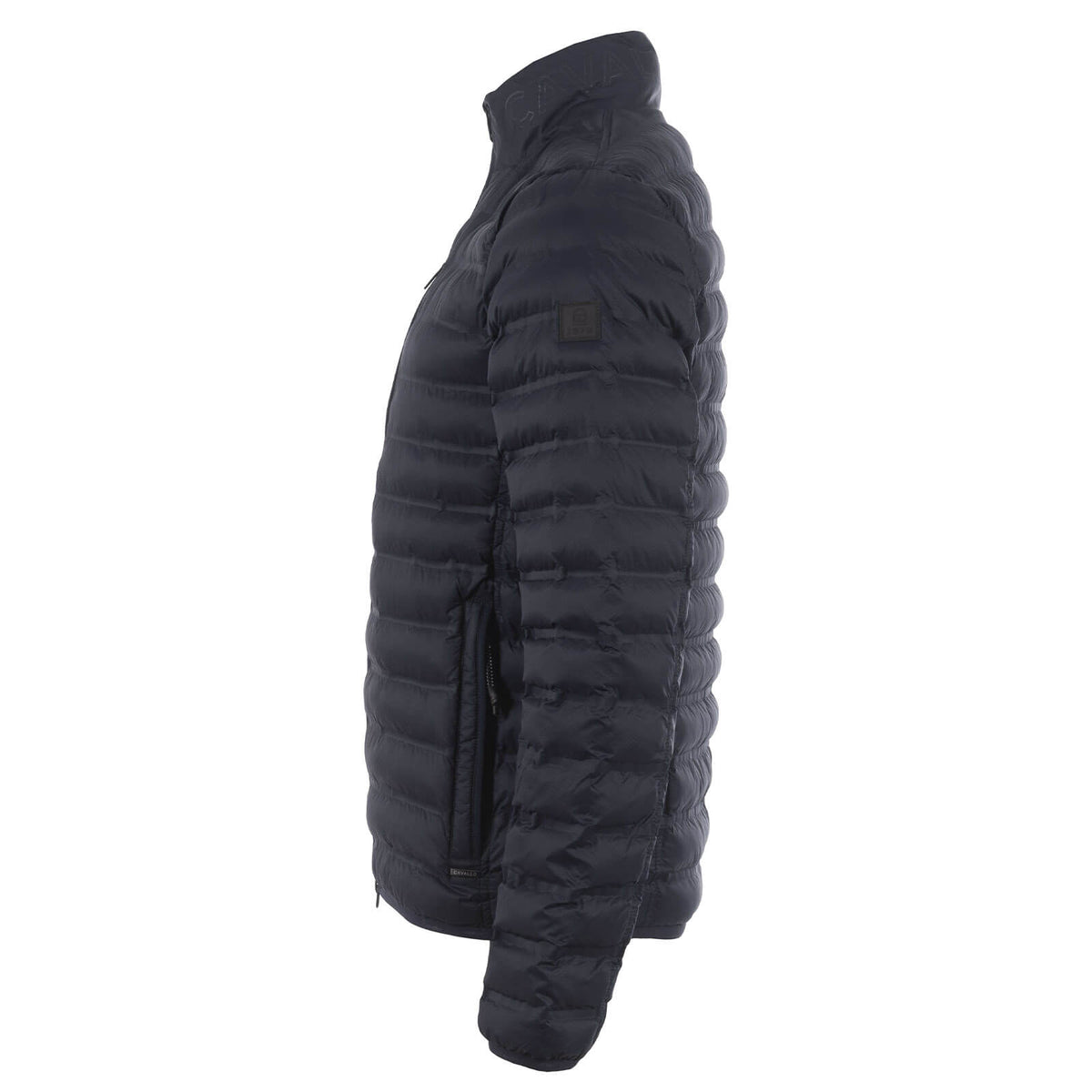 Steppjacke Herren Cavalhollow Jacke, Schwarz, Seitenansicht der Jacke auf weißem Hintergrund.