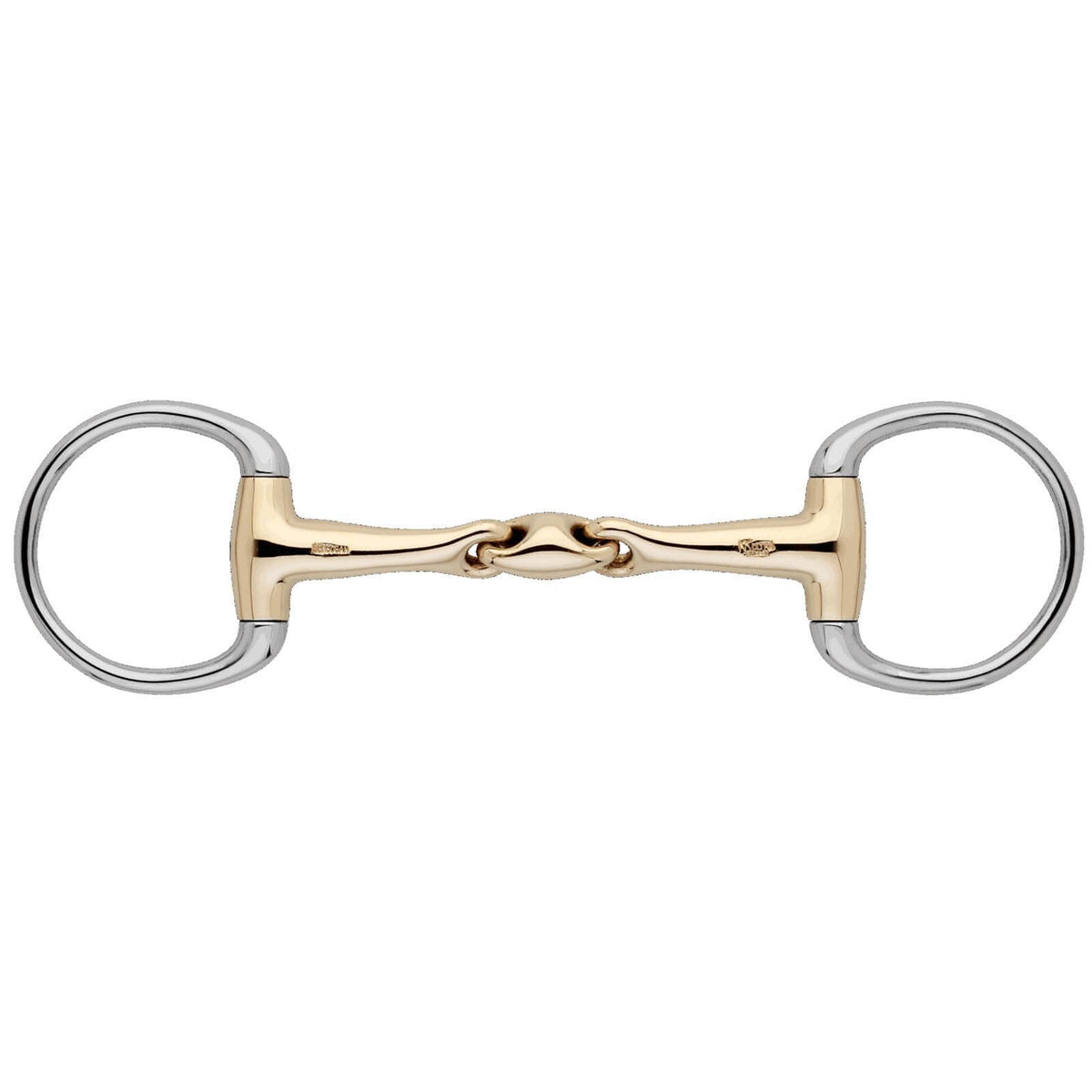 Olivenkopftrense Doppelt Gebrochen KK Ultra 16 mm SENSOGAN® Gebiss, Detailaufnahme auf weißem Hintergrund.