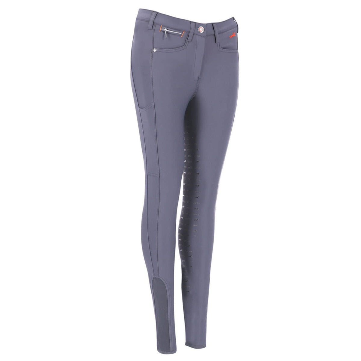 Reithose Damen Full-Grip Electra II FS Vollbesatzreithose, Grey, Produkt allein auf weißem Hintergrund.