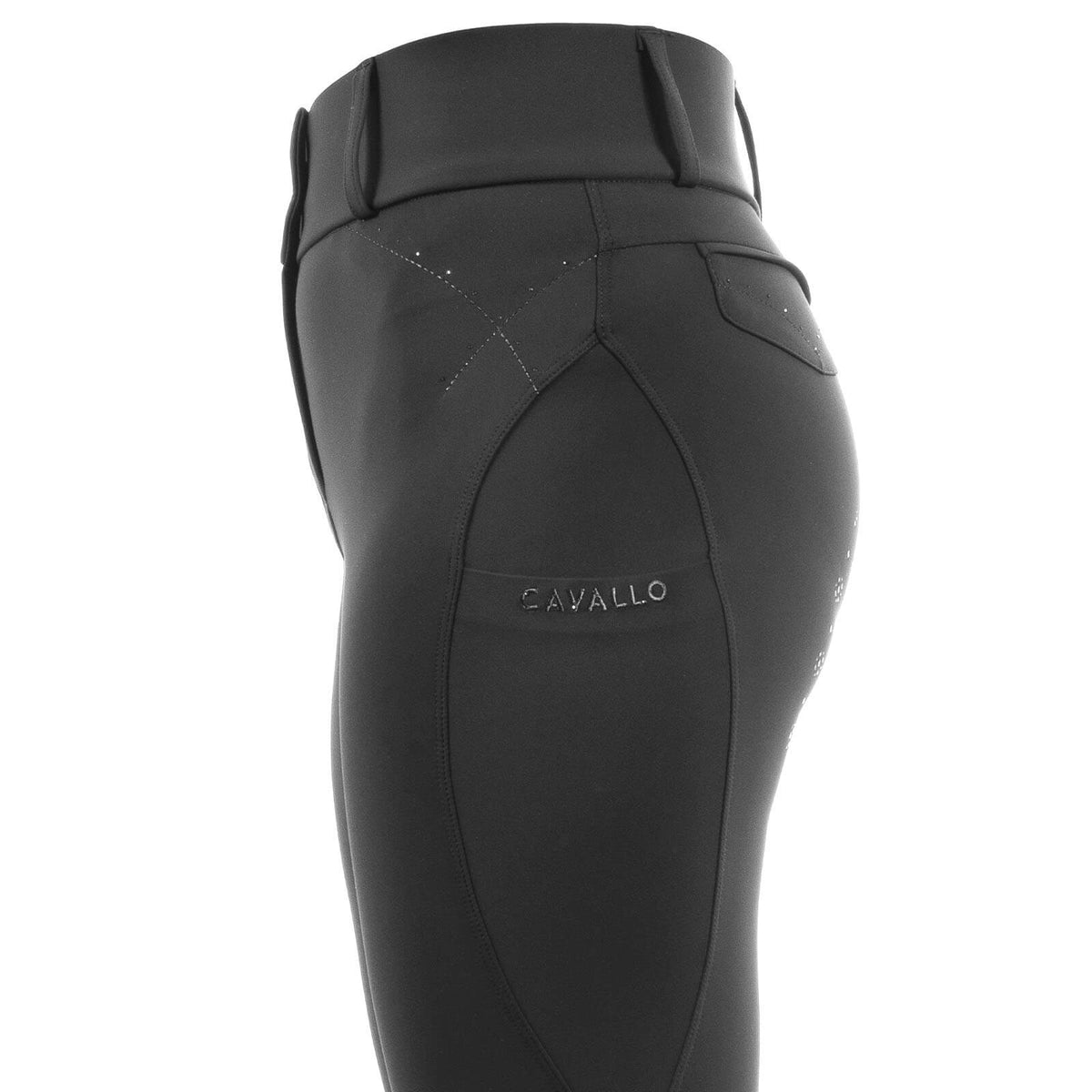 Cavallo Reitleggings Damen Full-Grip Cavalcandera Grip Mobile HW Damenreitleggings Vollbesatz, Schwarz, Detailaufnahme.