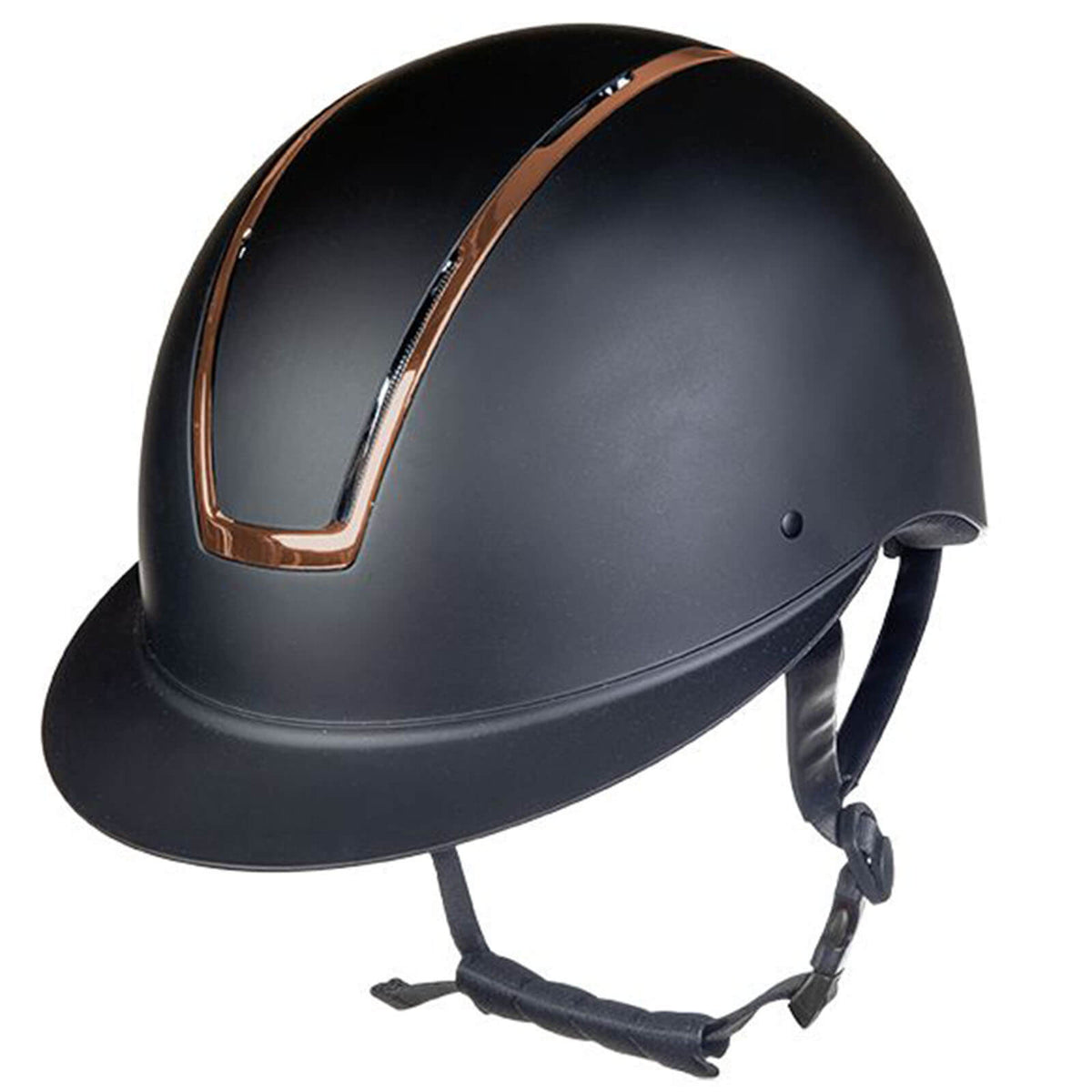 HKM Reithelm Lady Shield, Roségold/Schwarz, Produkt allein auf weißem Hintergrund.