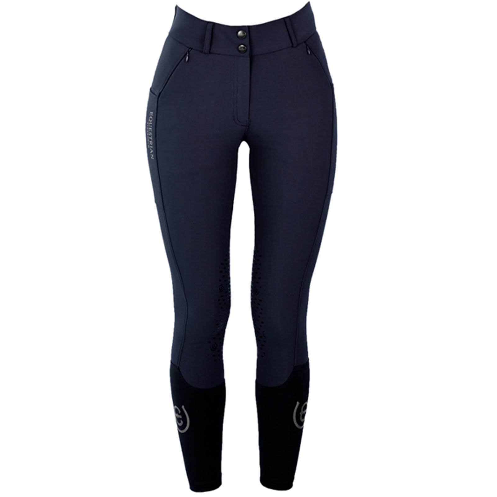 Reithose Damen Knee-Grip Jump Elite Midnight Blue Damenreithose Kniebesatz