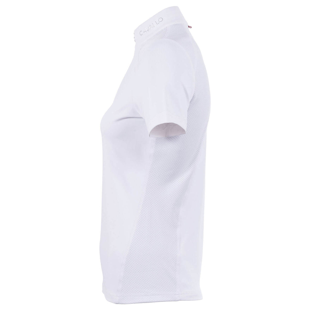 Cavallo Turniershirt CAVALCOMP Halfzip Shirt, Weiß, Seitenansicht am Produkt allein.