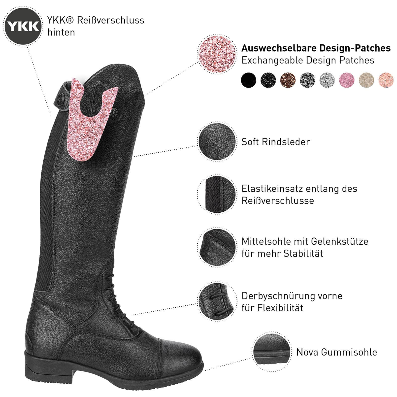 Reitstiefel Kinder Nova Kids Fun Leather Convertible Kinderreitstiefel
