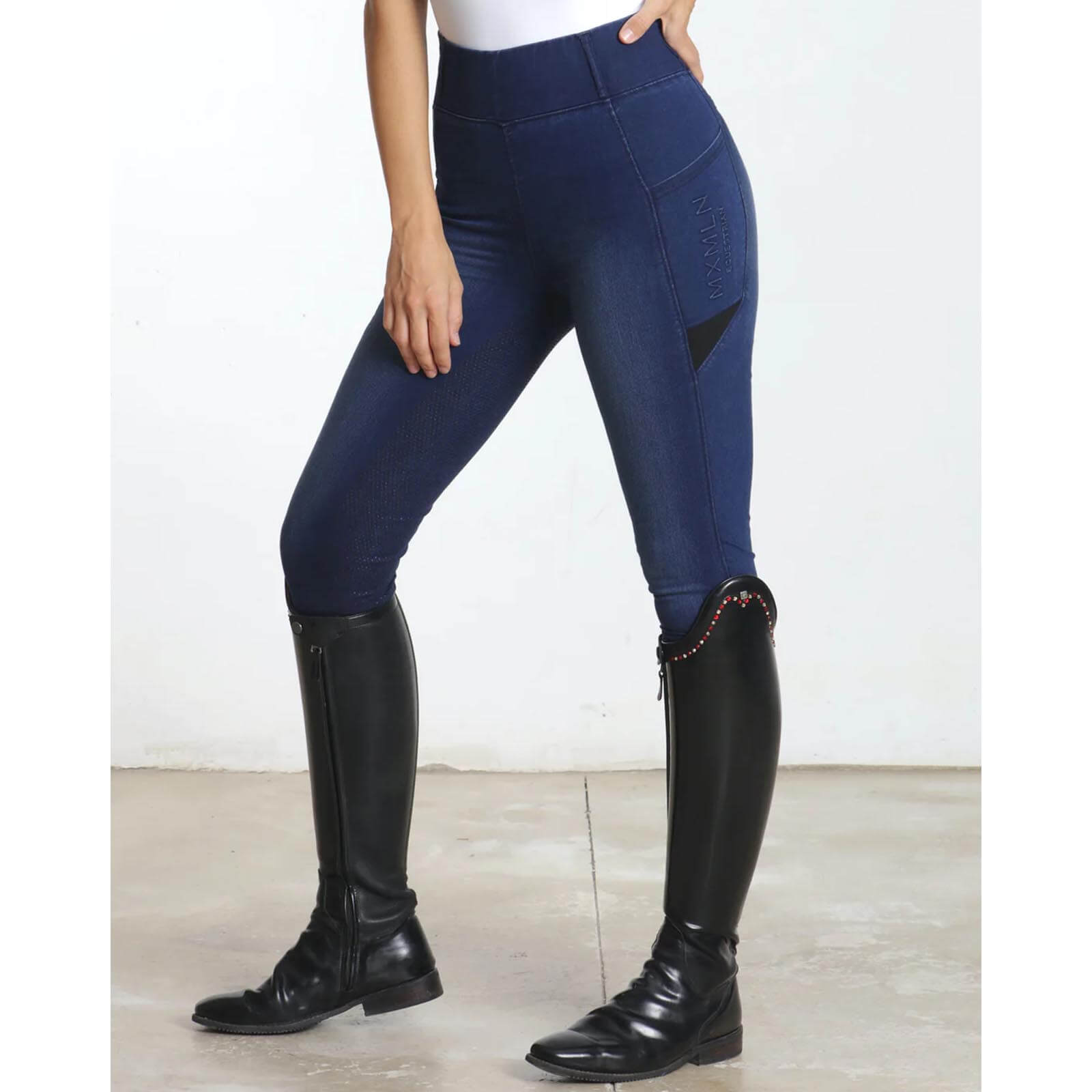 Reitleggings Damen Full-Grip Denim Riding Leggings