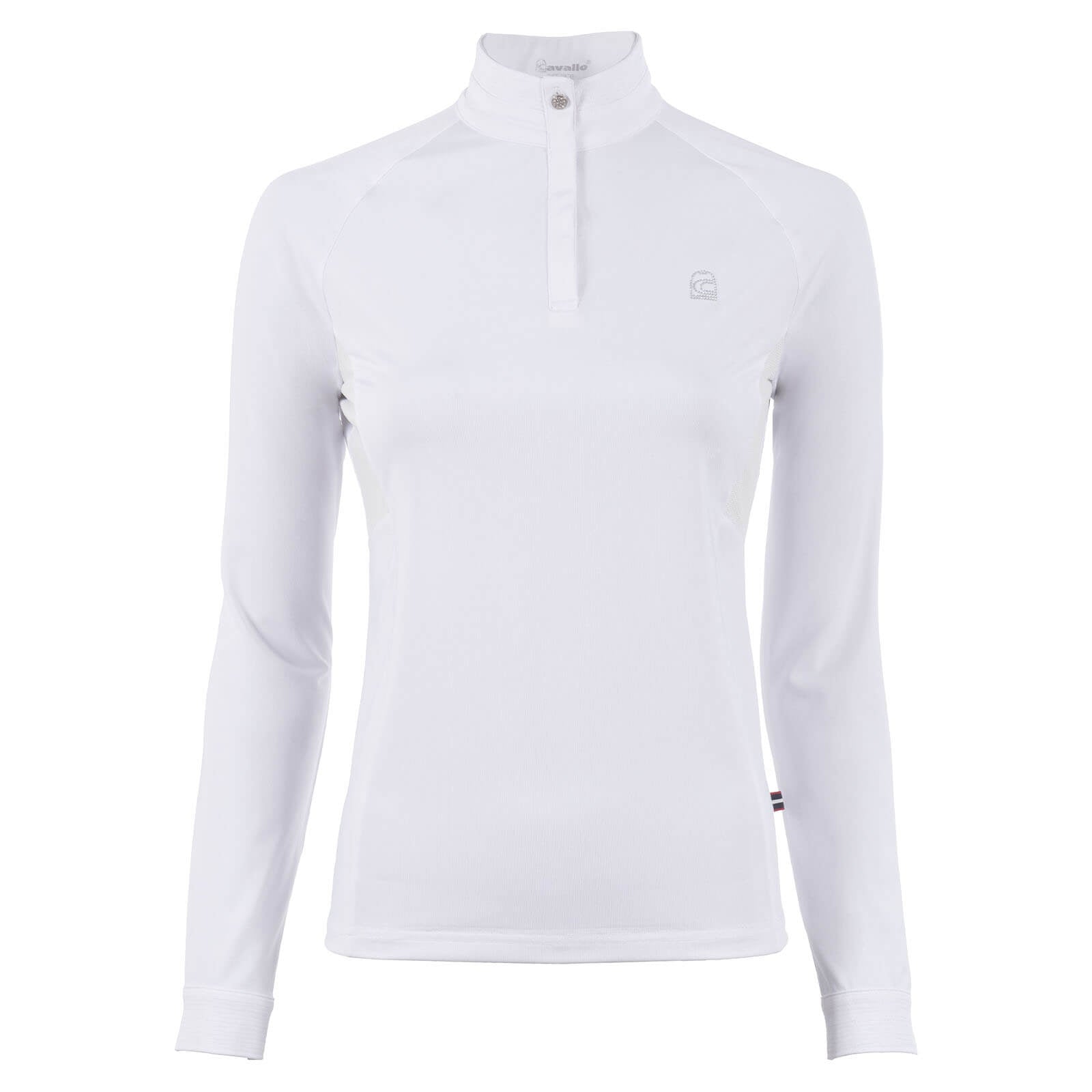 Turniershirt Langarm Damen Cavaluv Halfzip Langarmshirt - White / 34