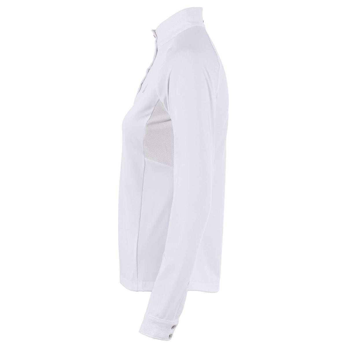 Cavallo Turniershirt Langarm Damen Cavaluv Halfzip Langarmshirt, Weiß, Produkt allein in Seitenansicht.